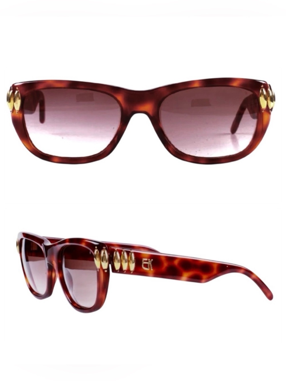 Emmanuele Khanh 119 Sunglasses in Genuine Lizard Color/Tortoiseshell & Gold, HTF